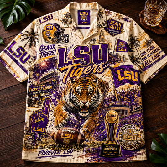 PREMIUM LSU HAWAIIAN SHIRT PDL